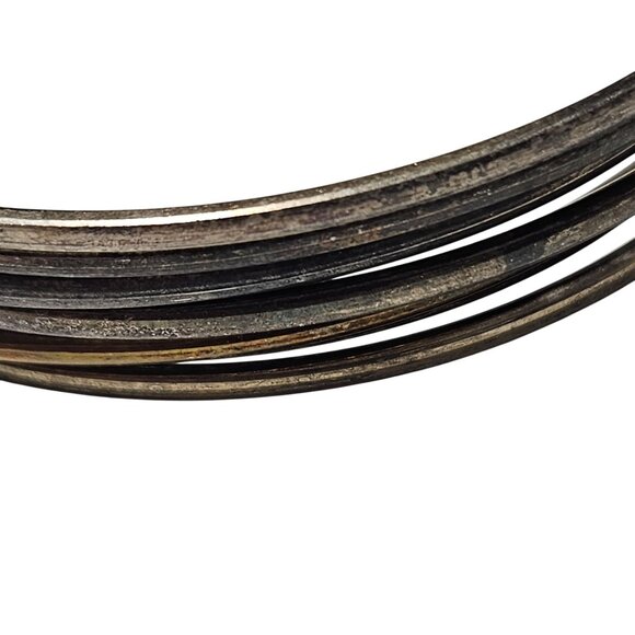 Retro Silver Bangle Bracelets Set Of 7 Vintage 80s 90s Fashion Jewelry Women - Picture 2 of 4